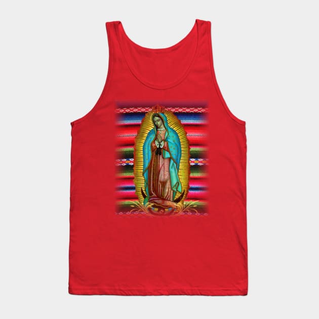 Our Lady of Guadalupe Virgin Mary Zarape Red Tank Top by hispanicworld